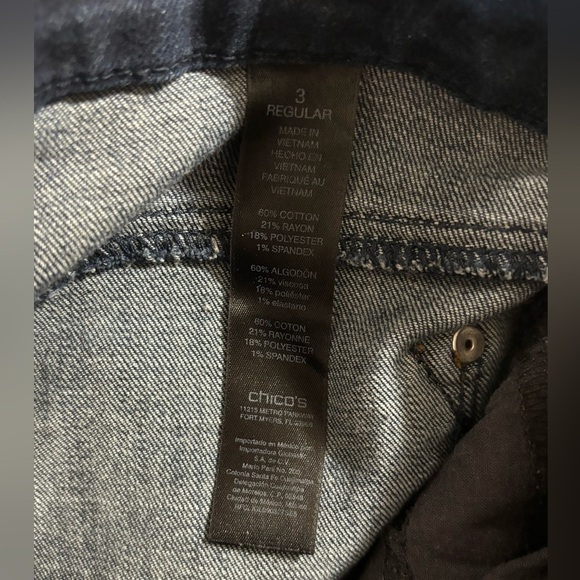 Chico’s So Slimming Girlfriend Slim Leg Dark Wash Mid High Waist Jeans 3 16R - Picture 8 of 11